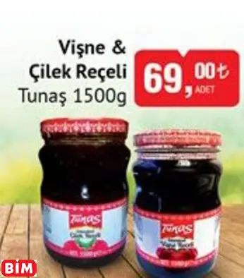 TUNAŞ  VİŞNE & ÇİLEK REÇELİ